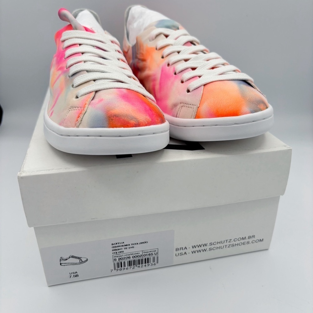 Schutz Ofelia Tie Dye Leather Sneakers Sz 7.5 NEW NIB - Picture 8 of 8